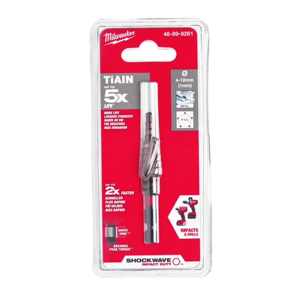 Свердло ступінчасте SHOCKWAVE Impact Duty MILWAUKEE, діаметр 4-12мм з кроком 1мм цена в Украине