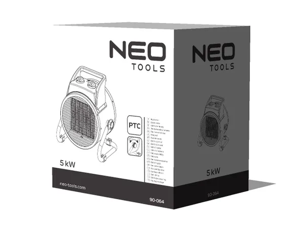 Замовити Теплова гармата електрична Neo Tools, 5 кВт, 80 м кв, 588 м куб/год, 380 В з доставкою