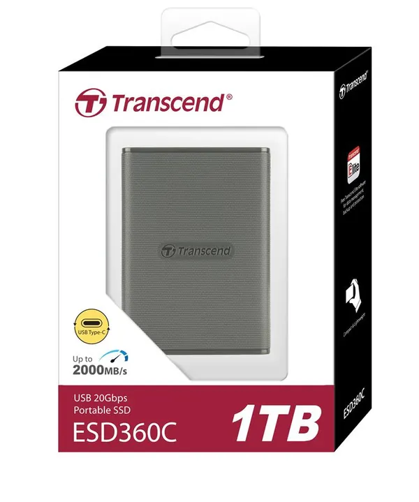 Портативний SSD Transcend 1TB USB 3.2 Gen 2x2 Type-C ESD360C Сірий