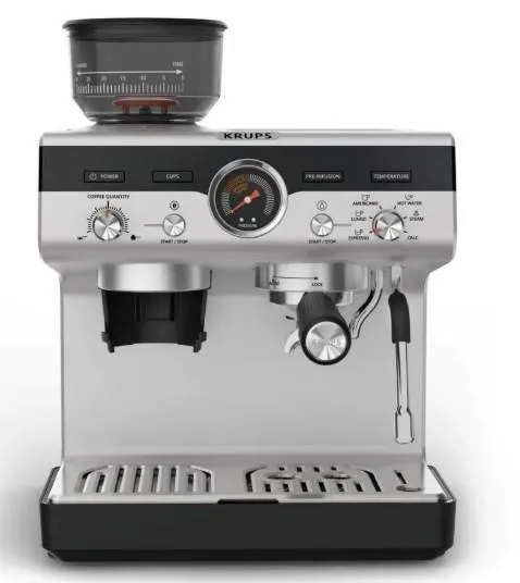 Кофеварка Krups рожковая Precision+, 3.5л, молотый, 15 бар, серый