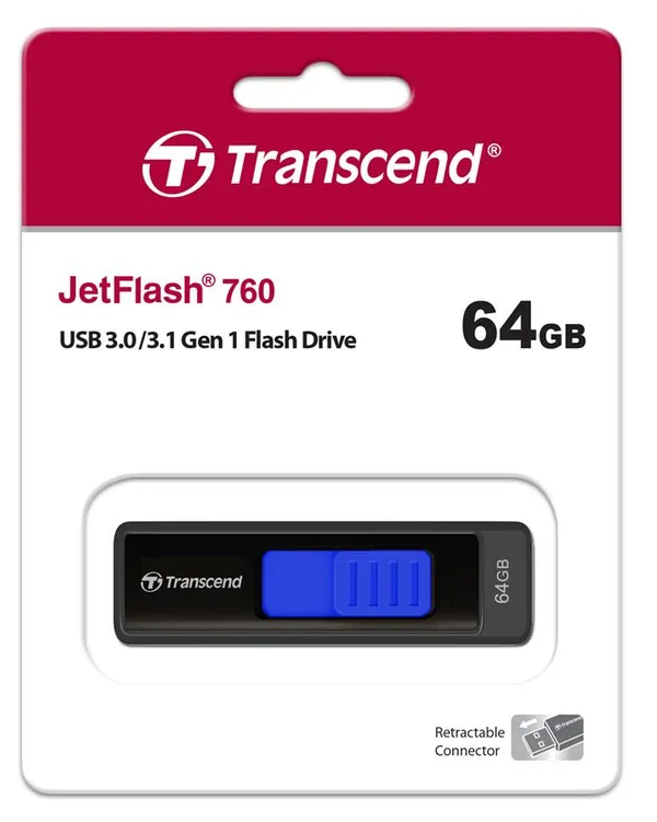 Накопичувач Transcend  64GB USB 3.1 Type-A JetFlash 760 Чорний