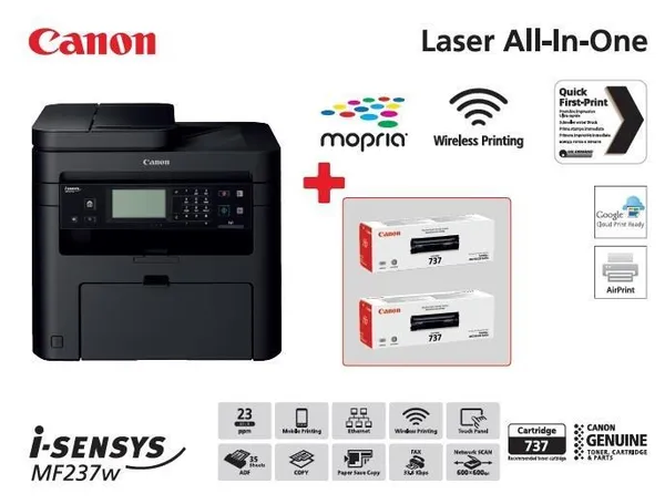 БФП А4 ч/б Canon i-SENSYS MF237w c Wi-Fi (бандл з 2 картриджами)