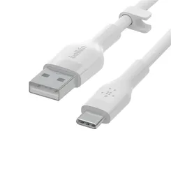 Кабель USB-A > USB-C зарядки/синхронизации Belkin, 2м, Type-C, силиконовый, с клипсой, белый фото