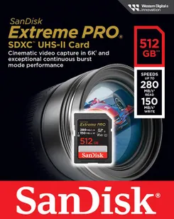 Карта памяти SanDisk SD  512GB C10 UHS-II U3 R280/W150MB/s Extreme Pro V60 фото