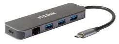 Сетевой адаптер D-Link DUB-2334 1xGE, 3xUSB 3.0, 1xUSB-C, USB-C фото