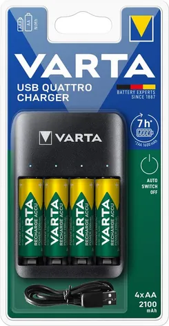 Зарядное устройство  Varta Value USB Quattro Charger + Аккумулятор NI-MH AA 2100 мАч, 4 шт. фото