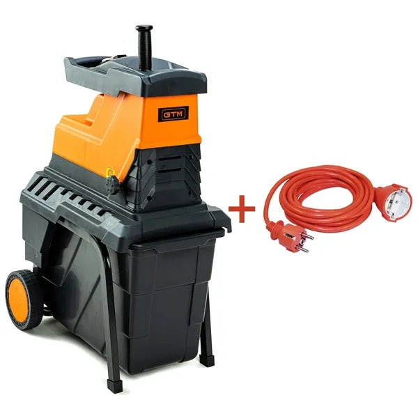 Подрібнювач садовий MS2800/45 KIT, 220В, 2800Вт, гілки до 45мм, фреза, контейнер 55л + подовжувач 10м 3*1,5 помаранч. ціна в Україні