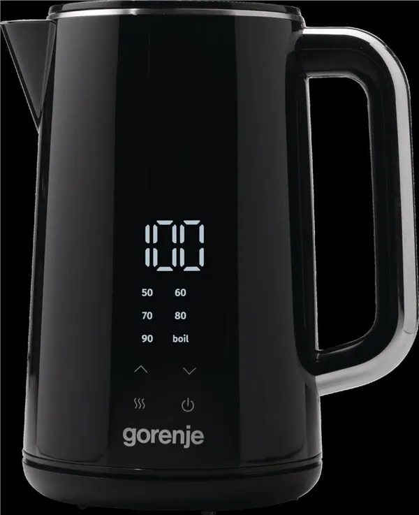 Электрочайник Gorenje 1.7л, двойные стенки, LED дисплей, Strix контроль, черный