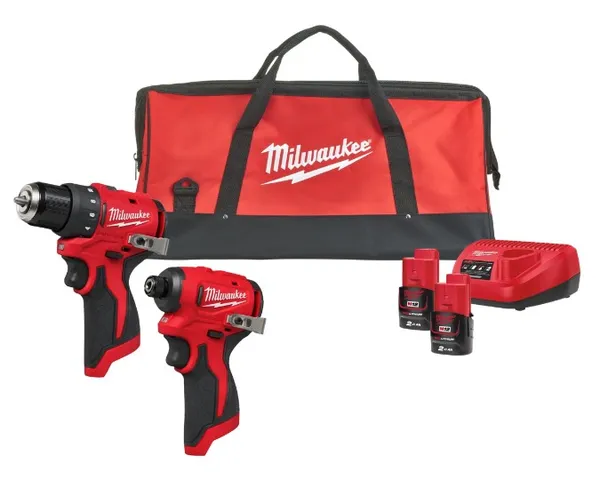 Набір з 2 інструментів безщіткових акумуляторних M12 BLPP2D-202B (Компактний безщітковий дриль BLDDRC, Компактна безщіткова удар ціна в Україні