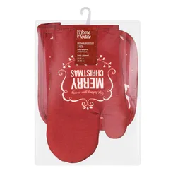 Набор прихваток для кухни Ardesto Christmas Happy Holidays 17х28см, 20х20см, 90% полиэстер, 10% хлопок, красный фото