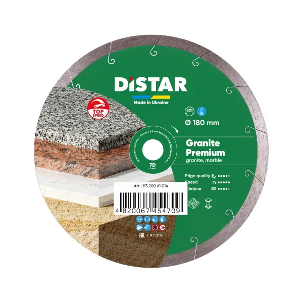 Круг алмазный отрезной Distar 1A1R 180 Granite Premium фото №1