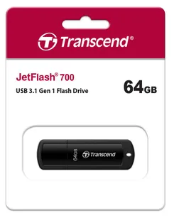 Накопитель Transcend  64GB USB 3.1 Type-A JetFlash 700 Чёрный фото