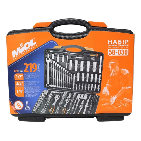 Набор инструментов 219 ед. (1/2", 1/4", 3/8") MIOL 58-030 заказать