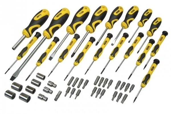 Отвертки Stanley, набор 49шт, 21 бит, SL,PH,Torx,H, 9 торцевых головок, кейс