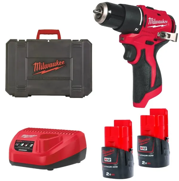 Дриль-шуруповерт акумуляторна безщіткова ударна MILWAUKEE, M12 BLPDRC-202С (40Нм) (зарядний пристрій, 2 акум.Х2Аг, кейс) ціна в Україні