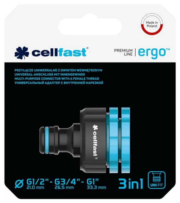 Конектор для крана Cellfast ERGO 1/2, 3/4, 1' з внутрішнім різьбленням (блістер) фото №3