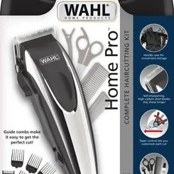 Машинка для стрижки WAHL HomePro Complete Kit, от сети, вибрационный мотор, насадок-8, кейс,акс. в компл., сталь, чорно-серебр. фото