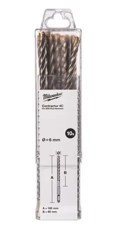 Бур SDS-PLUS 4C Contractor MILWAUKEE, O8х160мм, (10шт) фото