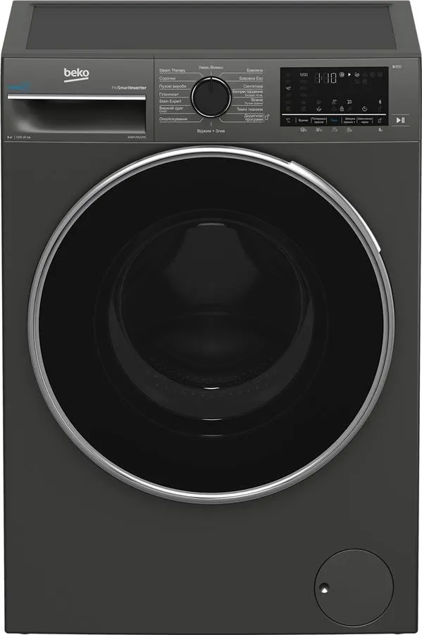 Стиральная машина Beko фронтальная, 8кг, 1200, A+++, 56см, дисплей, пар, инвертор, графит