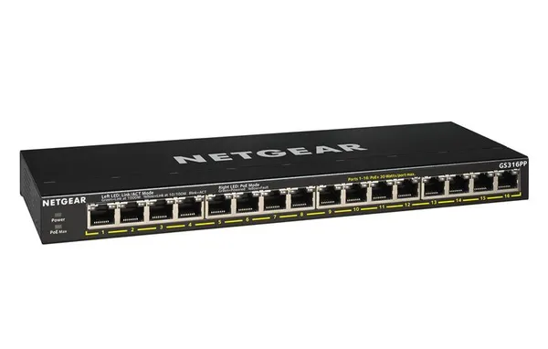 Коммутатор NETGEAR GS316PP 16xGE PoE, 183Вт, Неуправляемый