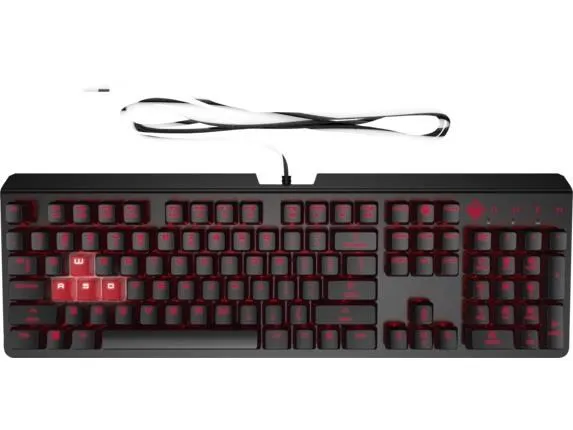 Клавиатура механическая HP OMEN Encoder, 104key, Cherry MX Red, USB-A, EN/RU, LED, чорний