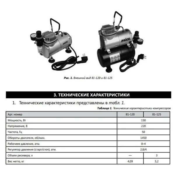 Компресор безмасляний для аерографа поршневий MIOL 81-120 ціна в Україні