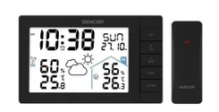 Метеостанция Sencor, внутр/наруж измерение, AAx3+AAx2, темп-ра, влажность, время, прогноз погоды, чёрный фото