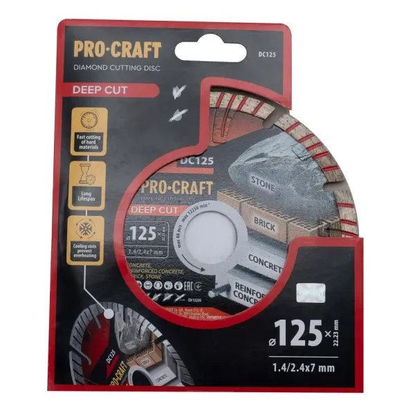 Сегментный алмазный диск 125×2.4×22.23 мм по керамограниту Procraft DC125