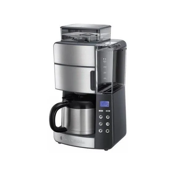 Кофеварка Russell Hobbs капельная Grind and Brew 1л, молотый, LED-дисплей, черно-металл