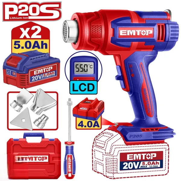 Фен технический аккумуляторный EMTOP EHGN200318