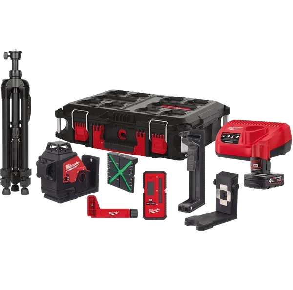 Нівелір лазерний 3D акумуляторний MILWAUKEE, M12 3PLKIT-401P (+зар. прист.,1акум.Х4Аг, кейс PACKOUT)