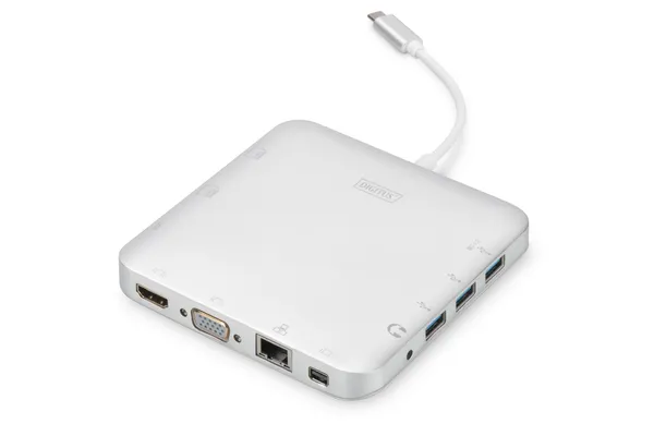 Хаб DIGITUS USB-C > HDMI/VGA/miniDisplayPort/3xUSB-A/USB-C/SD/MicroSD/RJ54/Audio