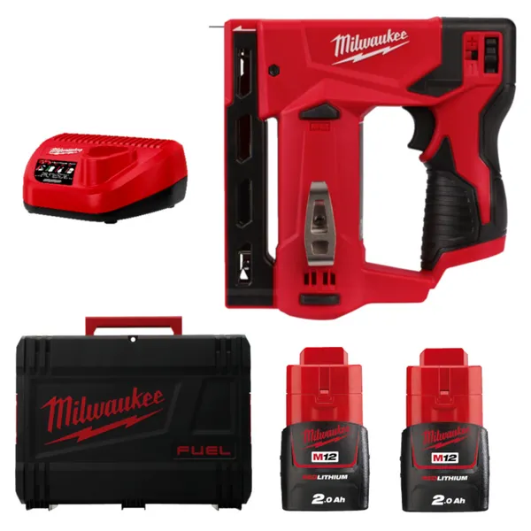 Степлер акумуляторний MILWAUKEE, M12 BST-202X (+ заряд.пристрій, 2 акум.X 2Аг, HD кейс) цена в Украине