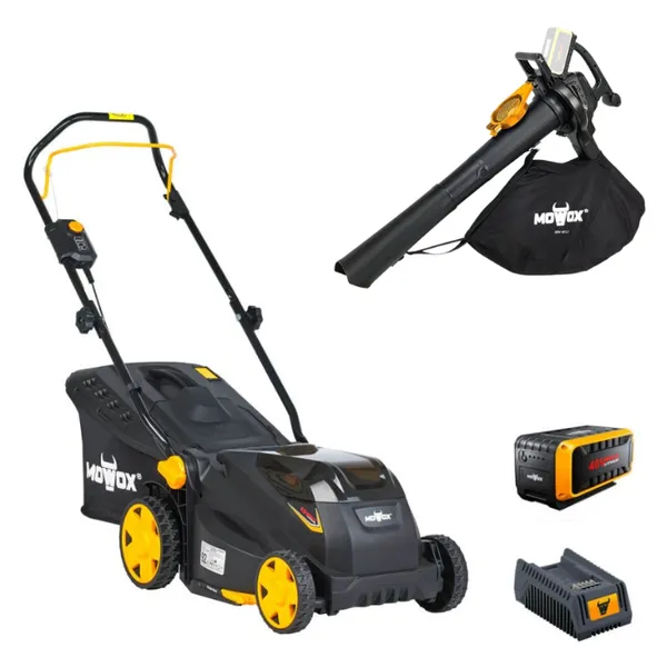 Аккумуляторная газонокосилка Mowox EM 3440 PX-Li (АКБ+ЗУ) + Воздуходувка-пылесос аккумуляторная EBV 40 Li Mowox