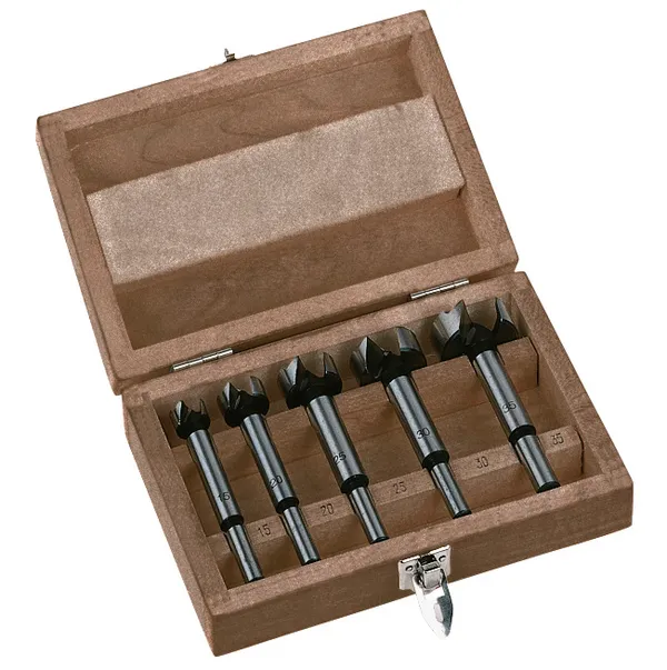 Набір свердел Forstner MILWAUKEE, (діаметри 15/20/25/30/35мм) (5шт), дерев'яний пенал
