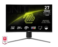 Монітор MSI 27" MAG 27CQ6PF 2xHDMI, DP, Audio, VA, 2560x1440, 180Hz, 0.5ms, sRGB 105%, CURVED, AdaptiveSync, HAS фото