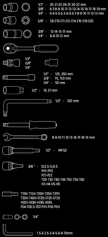 Набор торцевых ключей Neo Tools 1/4", 1/2", 3/8" CrV, 126 шт. фото №4