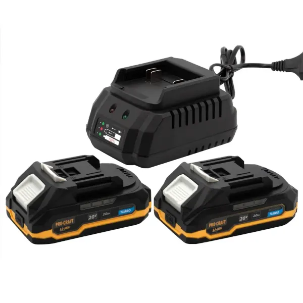 Комплект аккумулятор 20 В, 2 А/ч, 2 шт и зарядное устройство Procraft PBC-set1