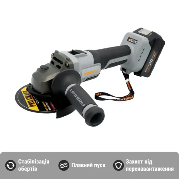 Замовити Безщіткова акумуляторна шліфмашина 125 мм Procraft Industrial AG125A (без АКБ та ЗП) Kick back control з доставкою