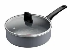 Сотейник Tefal Halo, 24см, з кришкою, алюміній, бакеліт, скло, сірий фото