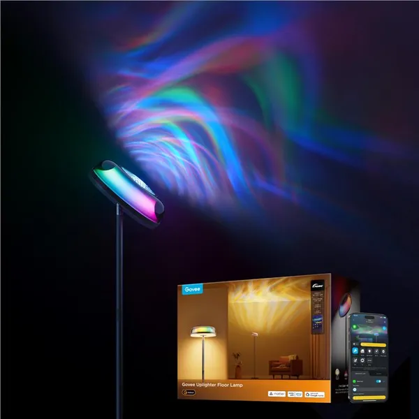 Торшер умный Govee H60B0 Uplighter Floor Lamp, 1000Lm, RGBWW+RGBIC+WW, WI-FI/Bluetooth, черный