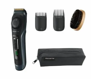 Триммер Rowenta Virtuo для бороды и усов, сеть+акум., насадок-2, чехол, титан.напыл., черно-синий