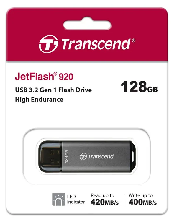 Накопитель Transcend 128GB USB 3.2 Type-A JetFlash 920 R420/W400MB/s Чёрный