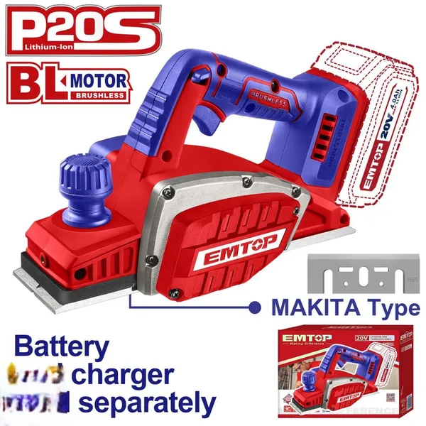 Рубанок аккумуляторный EMTOP ELCR20401 (без АКБ и ЗУ)