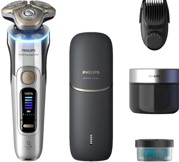 Бритва електр. Philips Series i9000 Prestige Ultra,  бритв.головок-3, Li-Ion, сух.+волог., індикатор заряду, твердий чохол, хром