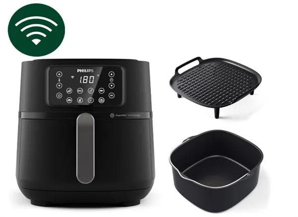 Мультипечь Philips Ovi Connected XXL  2000Вт, чаша-7.2л, сенсорное управл., 8 авто. программ, аксесуари, пластик, чорний