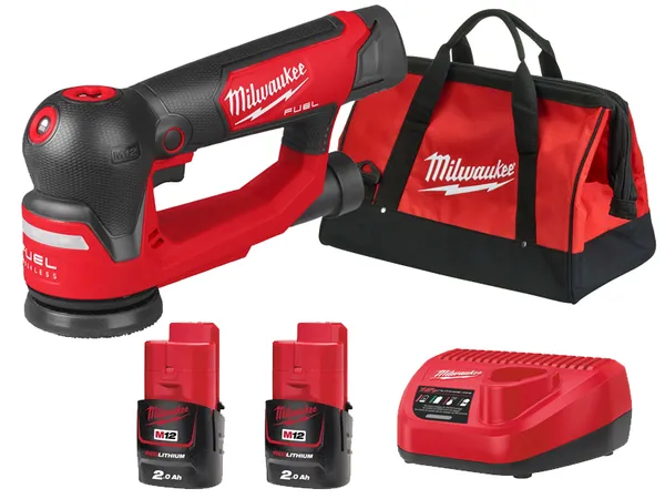 Шліфувальна ексцентрикова машина 75 мм M12 FSDR75-202B MILWAUKEE (+ заряд.пристрій, 2 акум., сумка для інструментів)