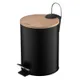 Ведро для мусора ARDESTO Minimalism с педалью, 3л, металл, пластик, бамбук, черный