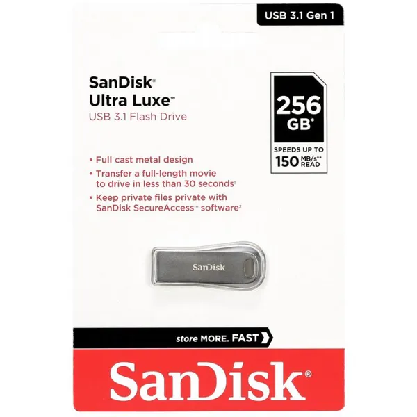 Накопичувач SanDisk  256GB USB 3.2 Type-A Ultra Luxe Срібний