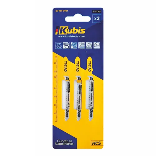 Пилки для лобзика 3 шт (дерево, ламинат, фанера, ДСП) Kubis 07-07-2101